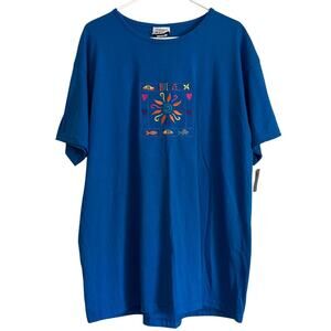 Vintage T-Shirt Embroidered Beach Vacation Art to Wear Short Sleeve Coast Retro